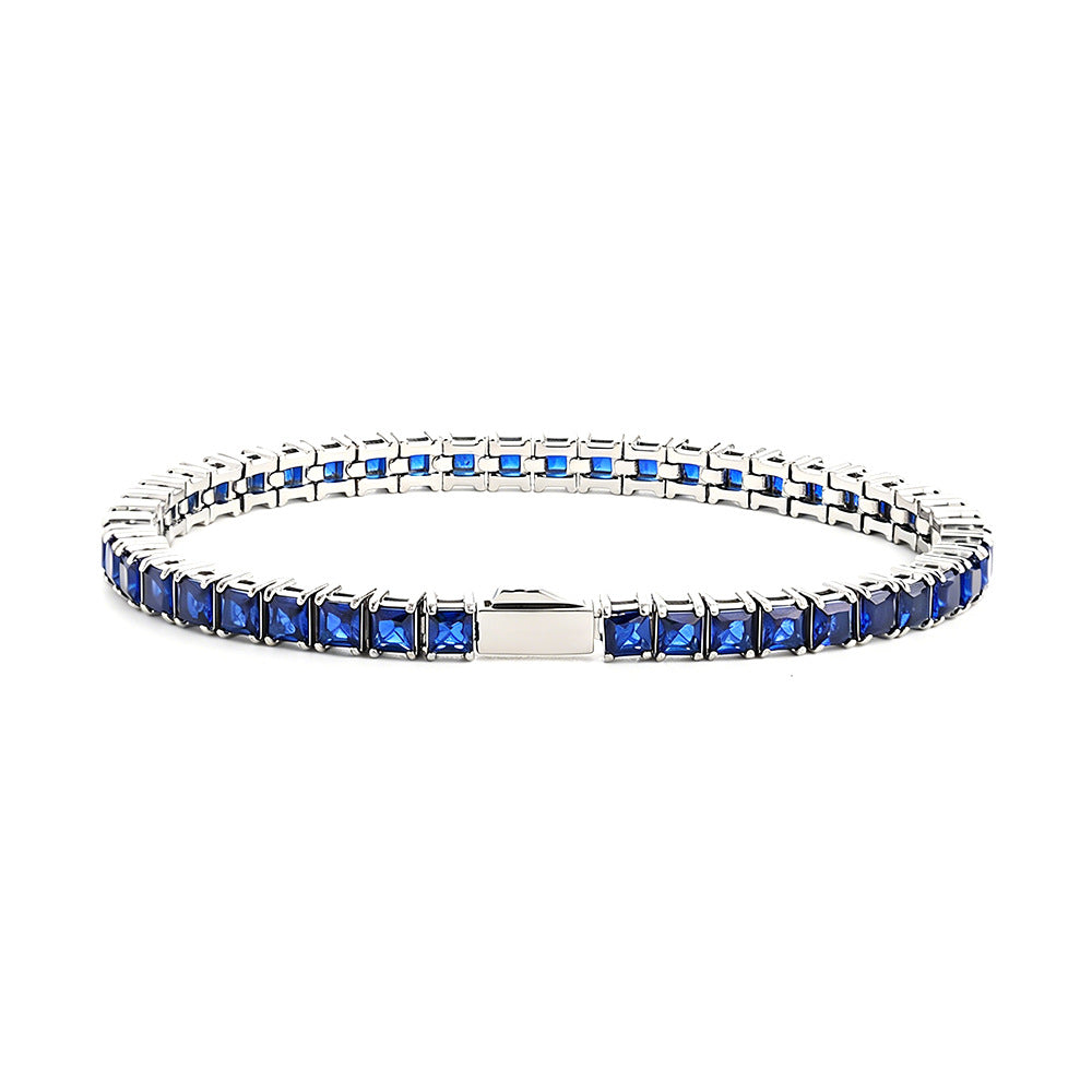 Square Blue Zircon Tennis Chain Cold Wind Bracelet