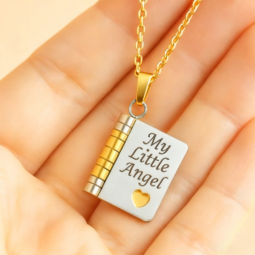 Engravable Heart Geometric Titanium Steel Necklace