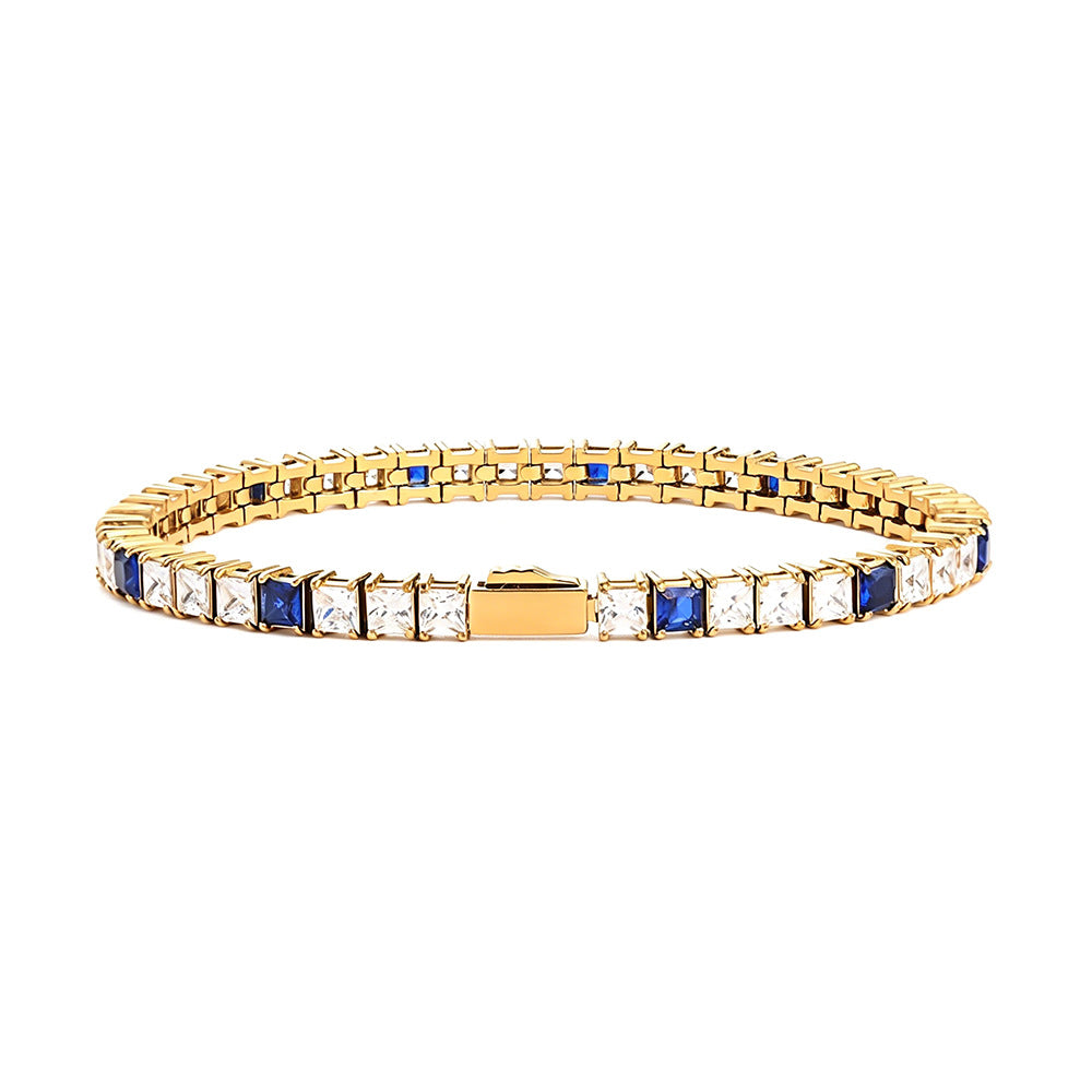 Square Blue Zircon Tennis Chain Cold Wind Bracelet