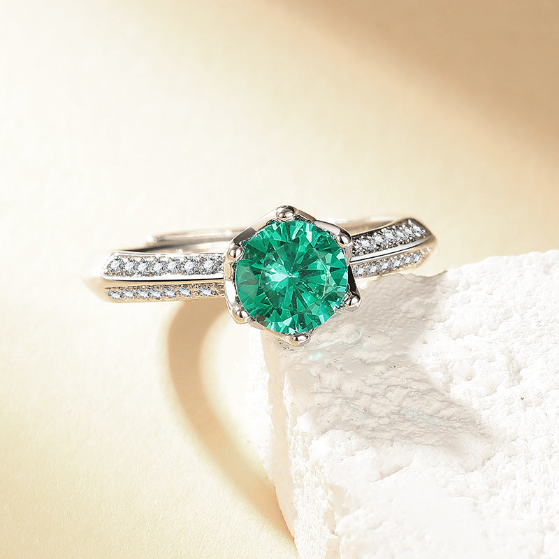 High-End Imitation Diamond Six-Claw Ring