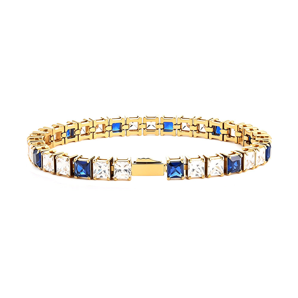 Square Blue Zircon Tennis Chain Cold Wind Bracelet