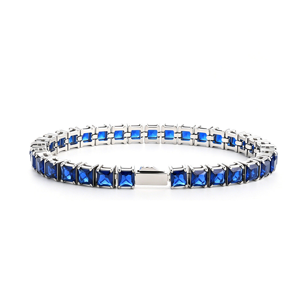Square Blue Zircon Tennis Chain Cold Wind Bracelet