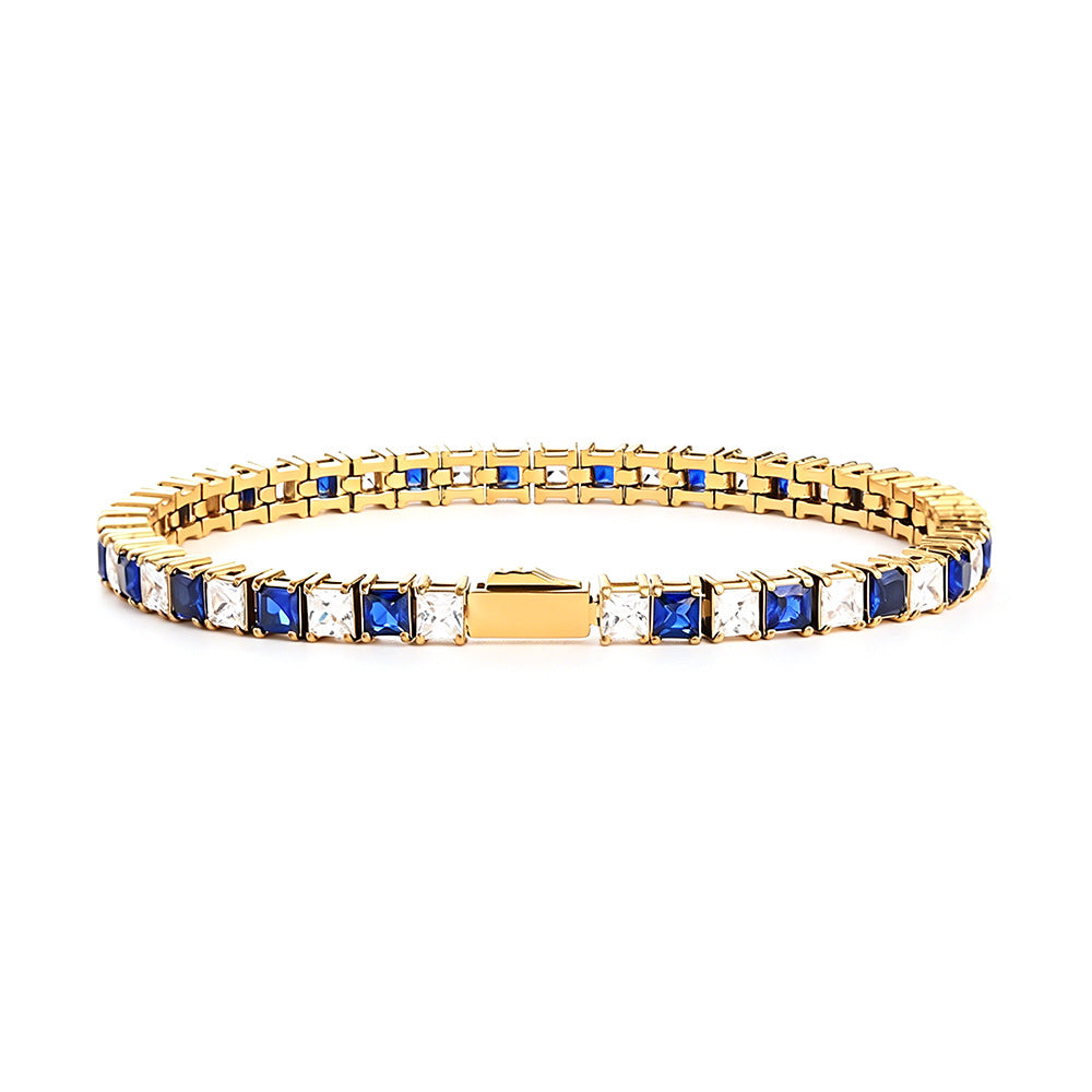 Square Blue Zircon Tennis Chain Cold Wind Bracelet