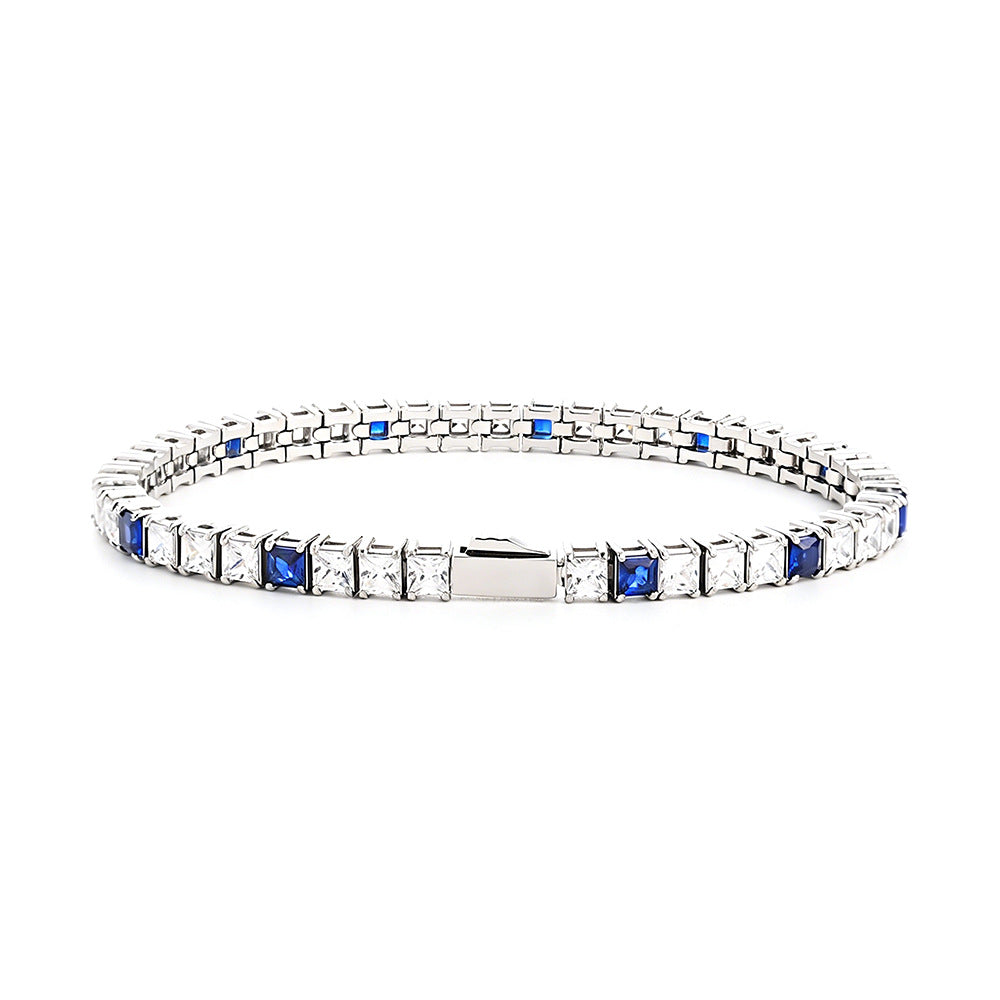 Square Blue Zircon Tennis Chain Cold Wind Bracelet