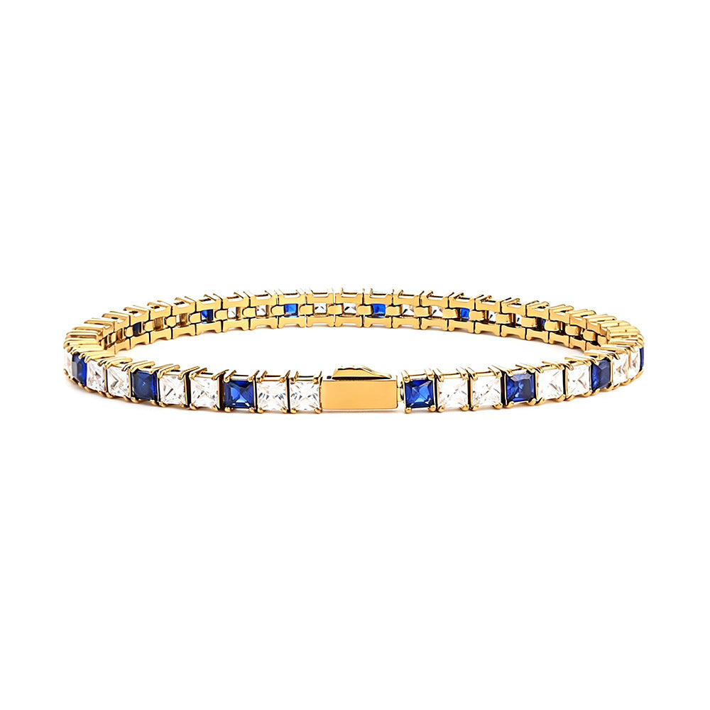 Square Blue Zircon Tennis Chain Cold Wind Bracelet