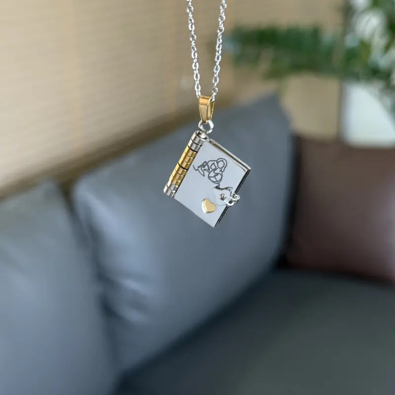 Engravable Heart Geometric Titanium Steel Necklace