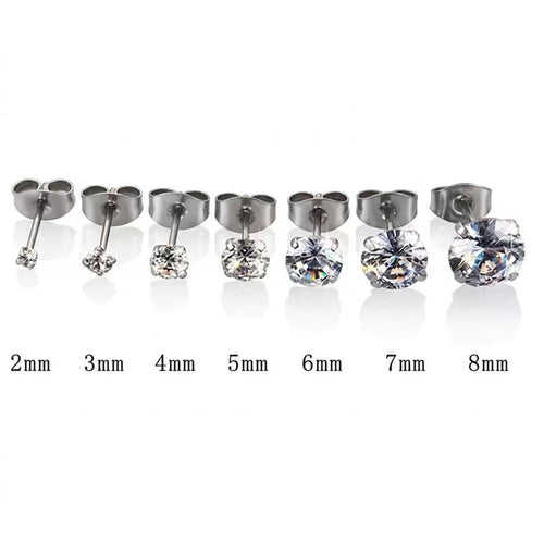 Cubic Zirconia Stainless Steel Ear Studs