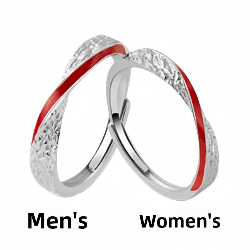 Red Thread Sterling Silver Couple Ring