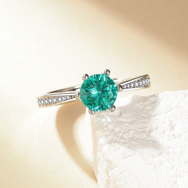 High-End Imitation Diamond Six-Claw Ring