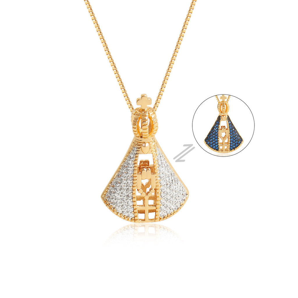 Double-Sided Necklace with Colorful Zircon