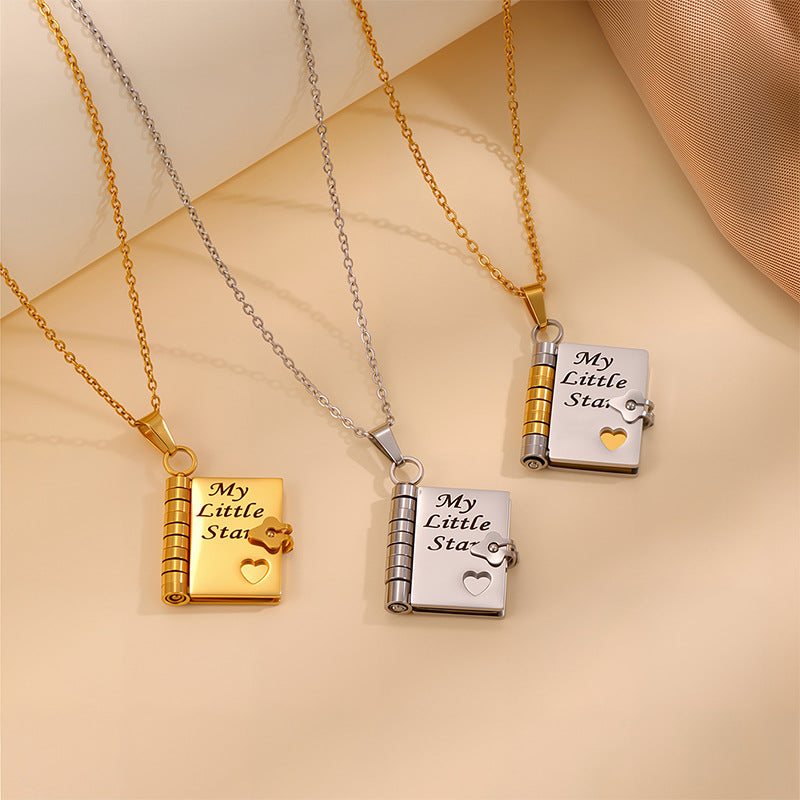 Engravable Heart Geometric Titanium Steel Necklace