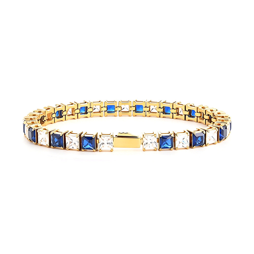 Square Blue Zircon Tennis Chain Cold Wind Bracelet