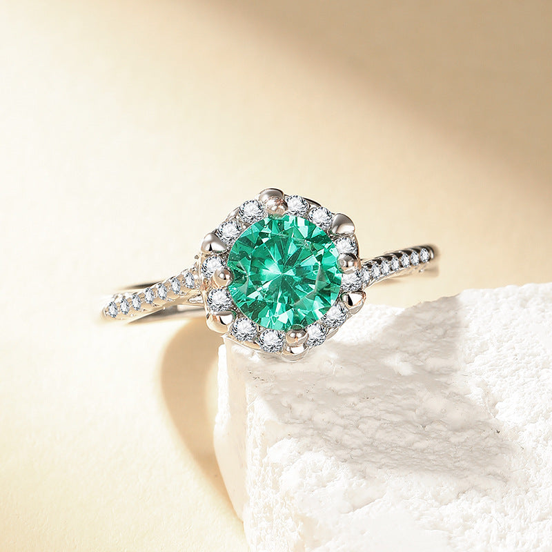High-End Imitation Diamond Six-Claw Ring
