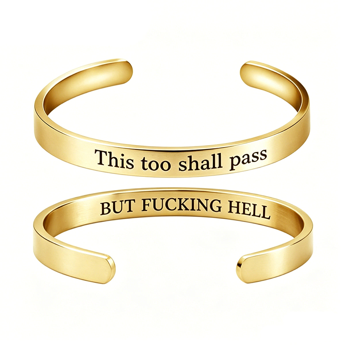 Engraved C-Shape Stainless Sterling Silve
