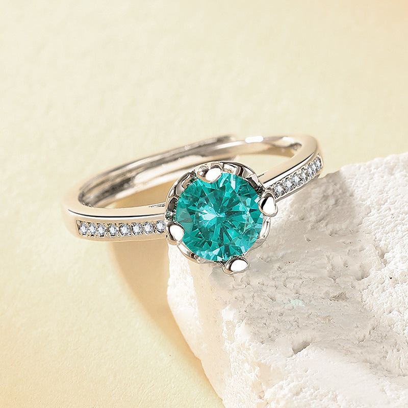 High-End Imitation Diamond Six-Claw Ring
