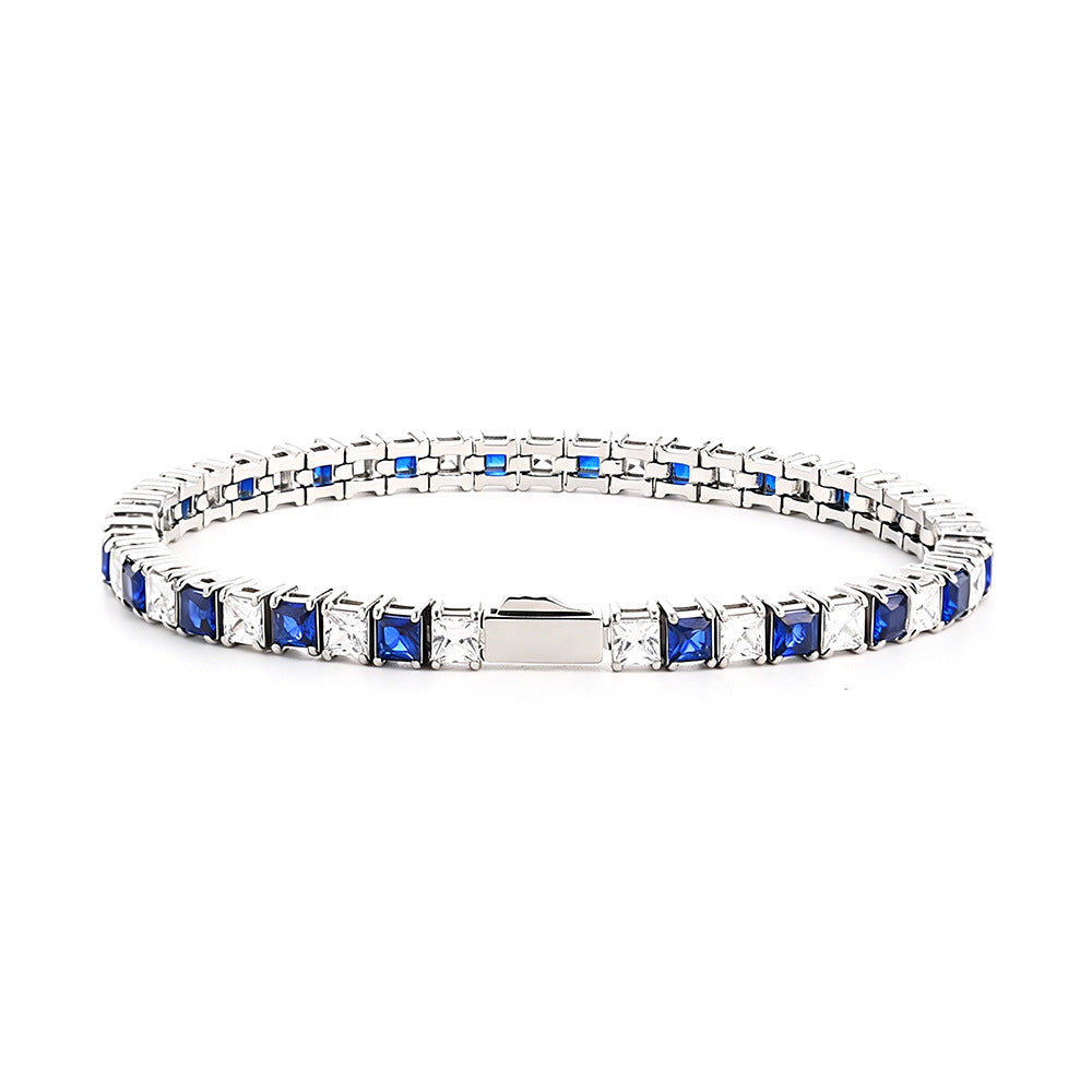 Square Blue Zircon Tennis Chain Cold Wind Bracelet