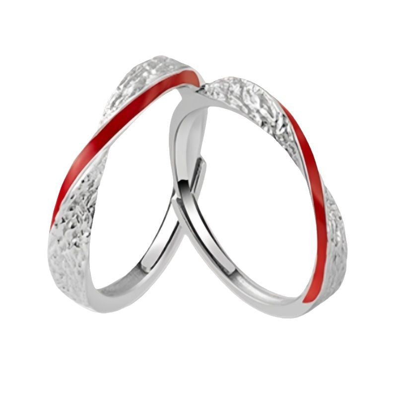 Red Thread Sterling Silver Couple Ring