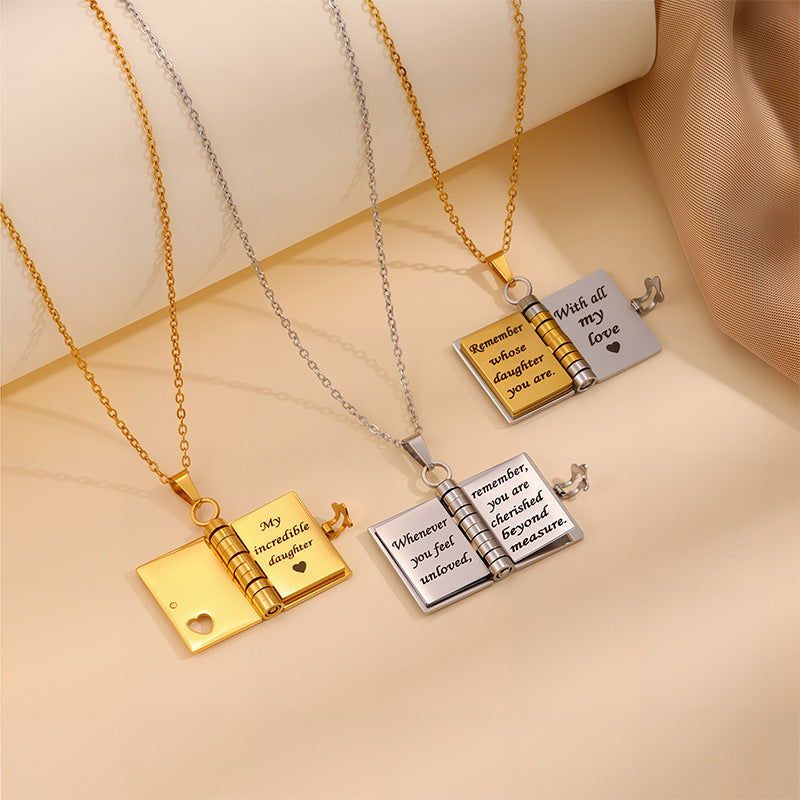Engravable Heart Geometric Titanium Steel Necklace