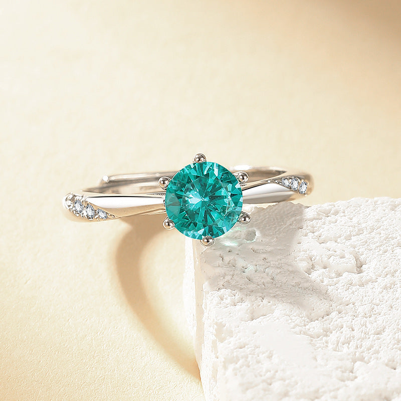 High-End Imitation Diamond Six-Claw Ring