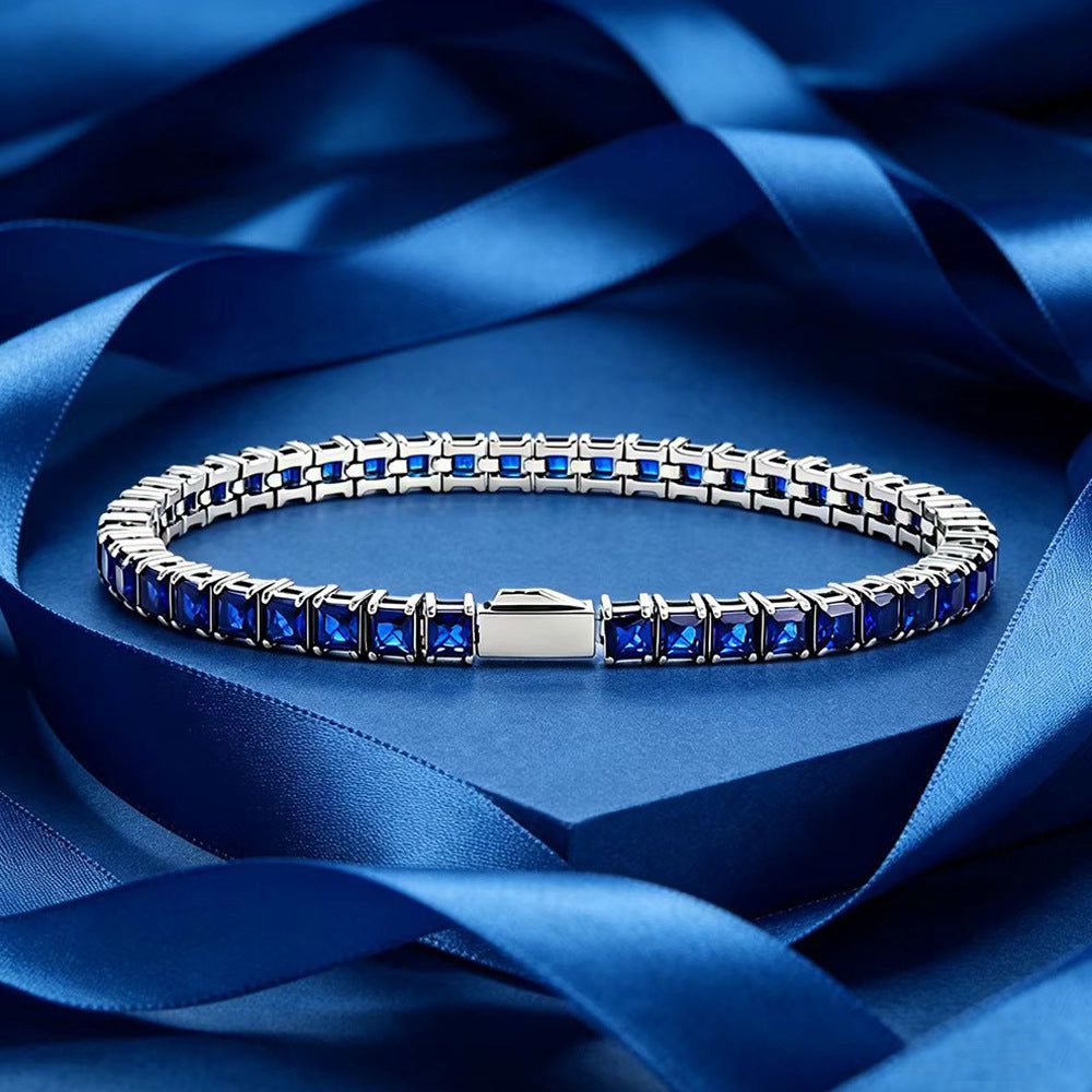 Square Blue Zircon Tennis Chain Cold Wind Bracelet