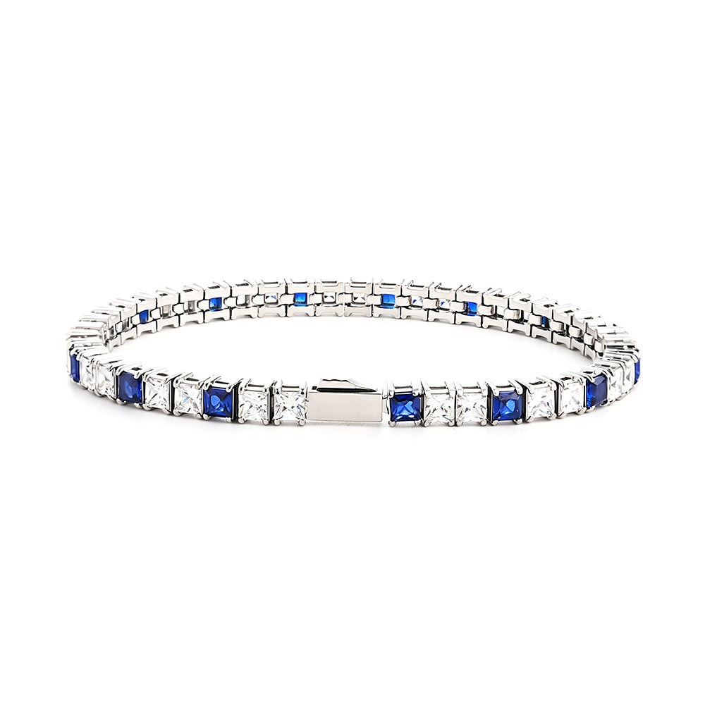Square Blue Zircon Tennis Chain Cold Wind Bracelet