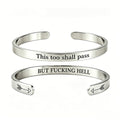 Engraved C-Shape Stainless Sterling Silve