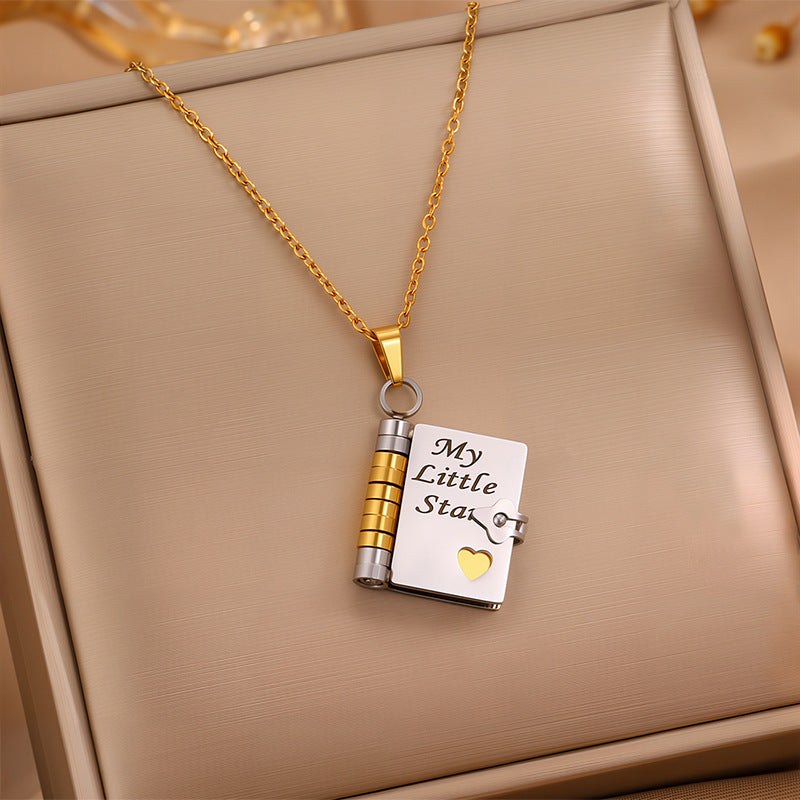 Engravable Heart Geometric Titanium Steel Necklace