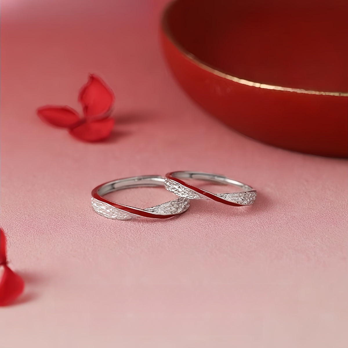 Red Thread Sterling Silver Couple Ring