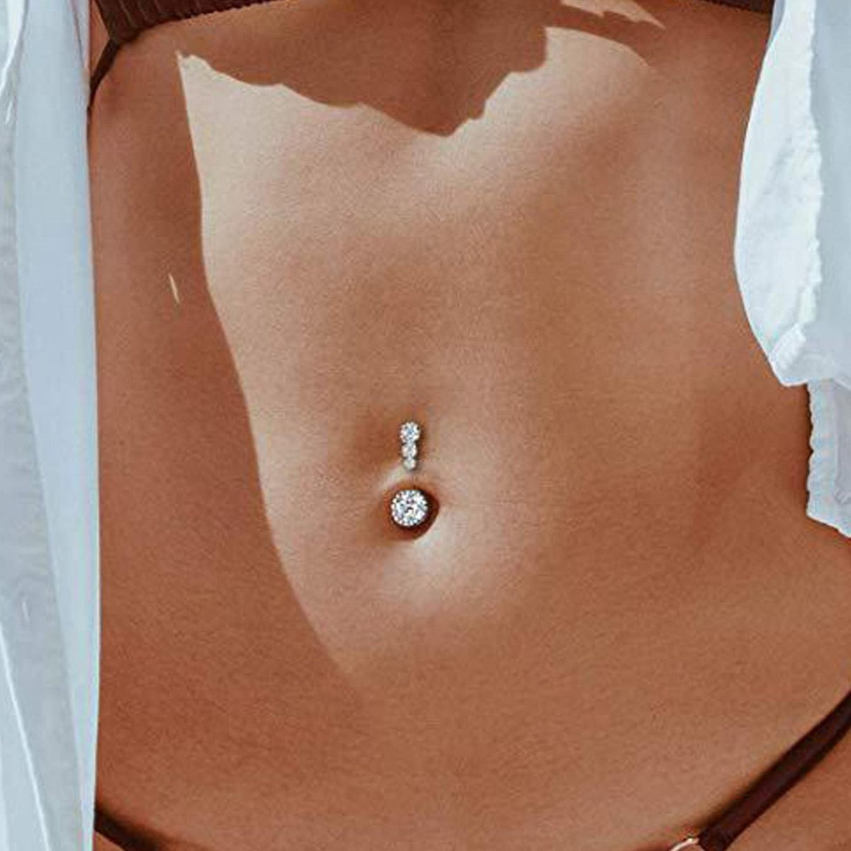Stainless Steel Diamond Navel Ring Jewelry