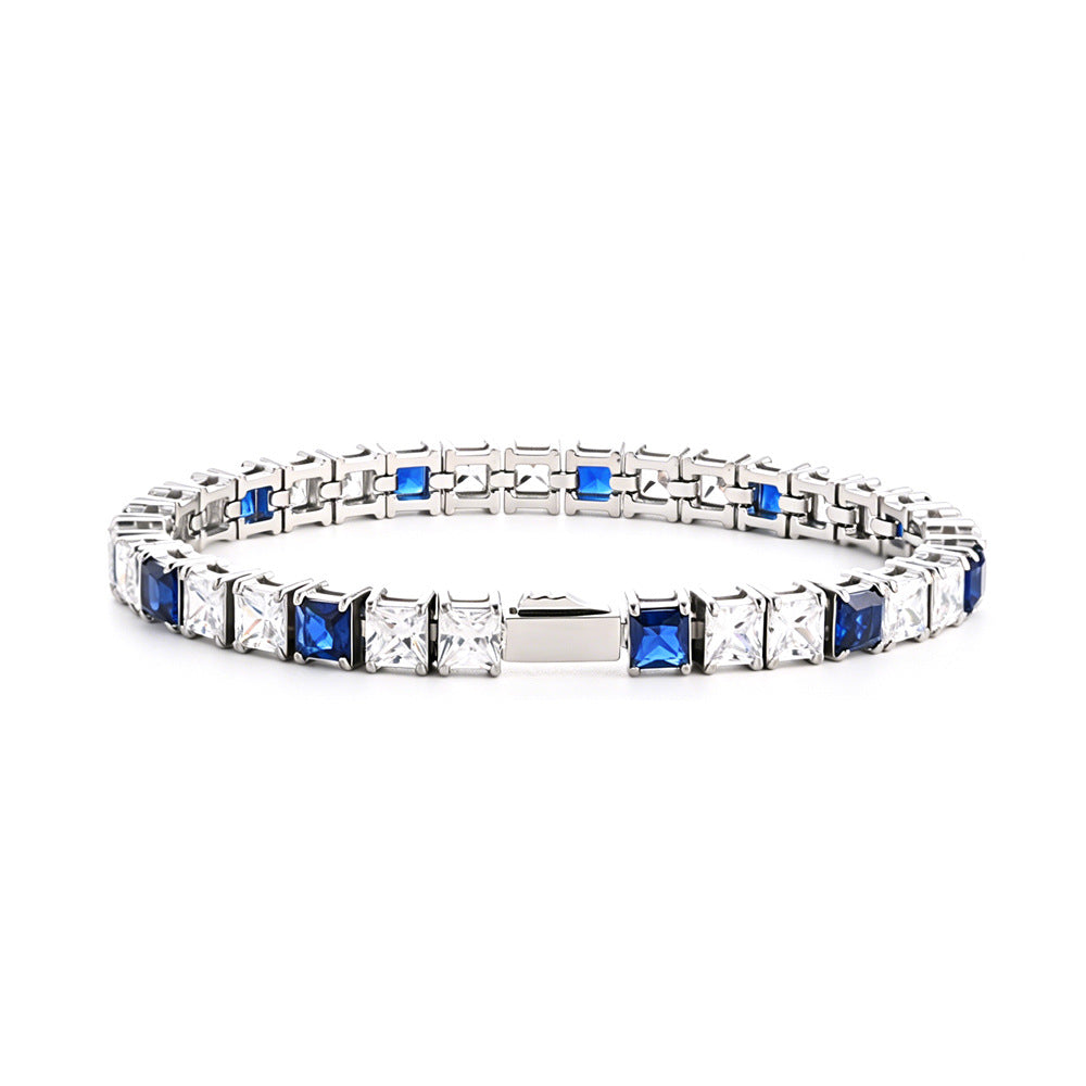 Square Blue Zircon Tennis Chain Cold Wind Bracelet