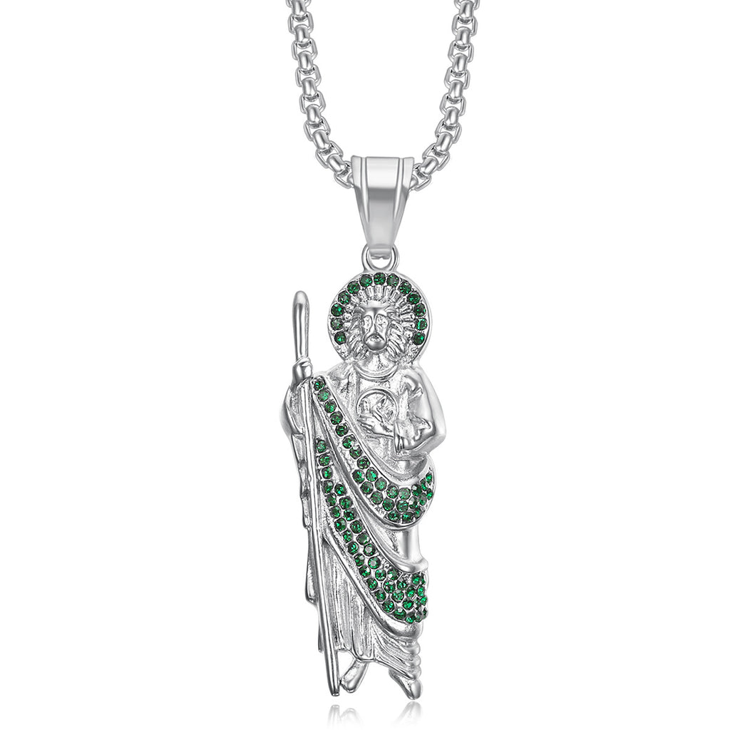 Stainless Steel Gold Plated Saint Jude Pendant Necklace