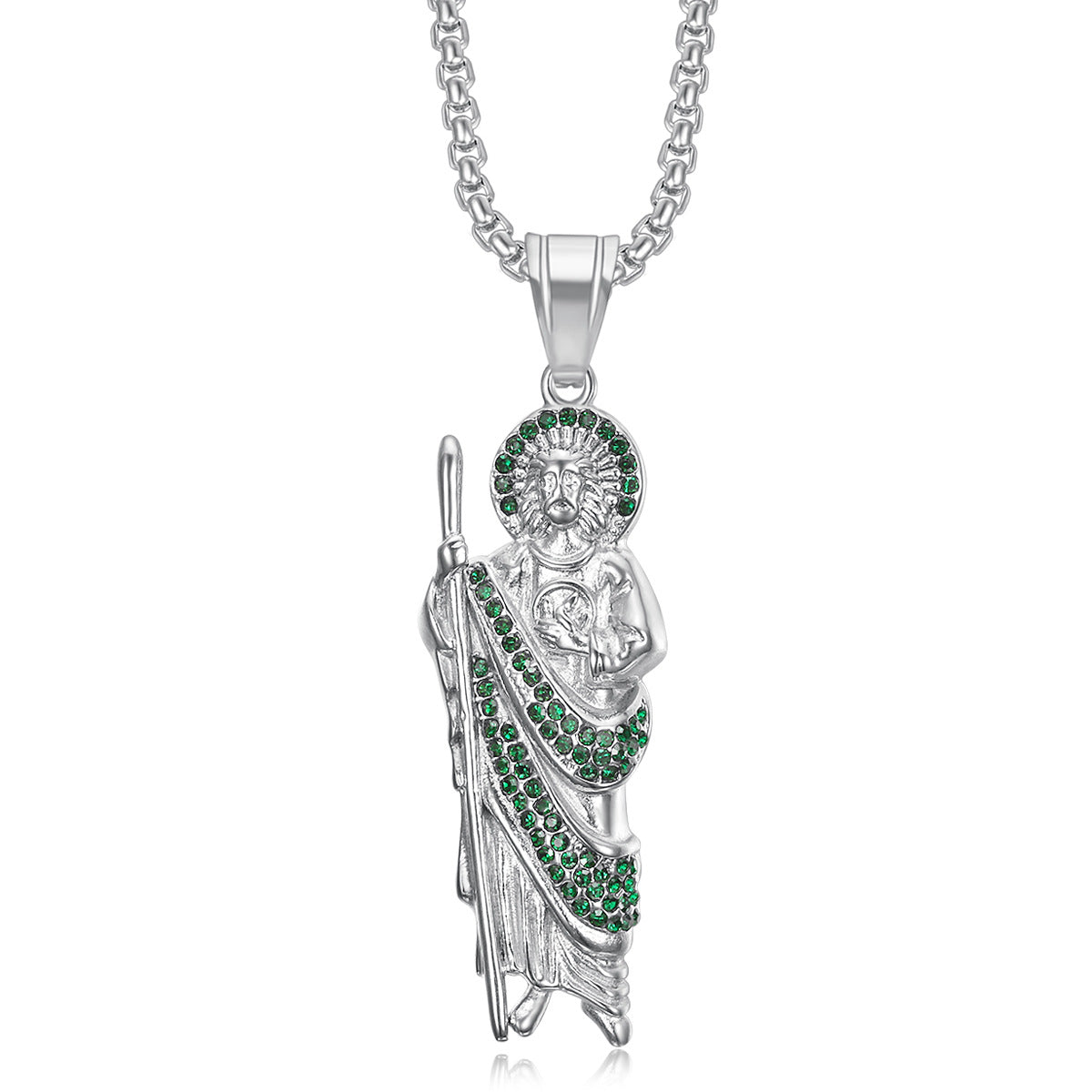 Stainless Steel Gold Plated Saint Jude Pendant Necklace