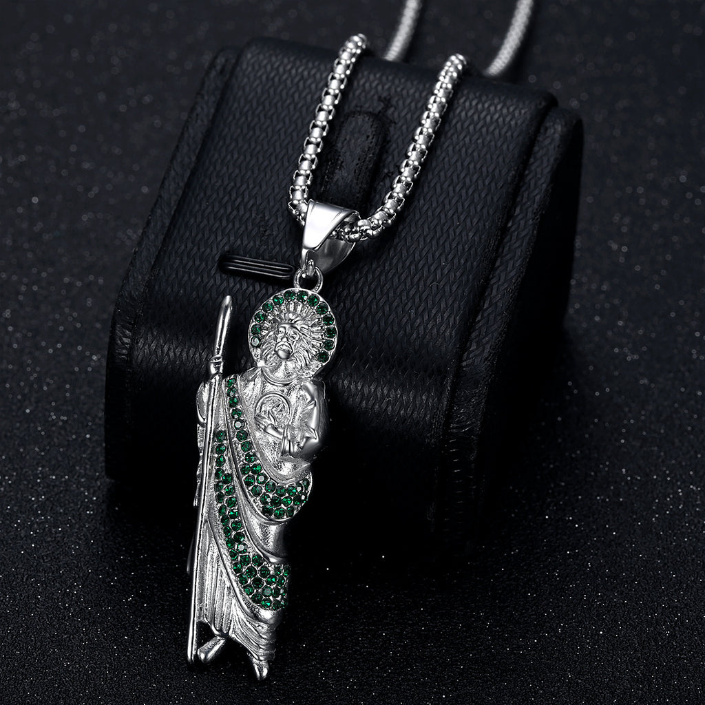 Stainless Steel Gold Plated Saint Jude Pendant Necklace