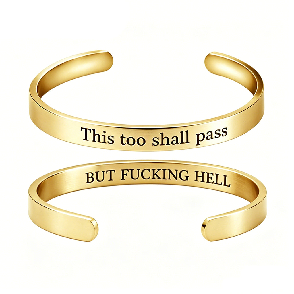 Engraved C-Shape Stainless Sterling Silve