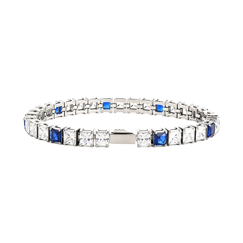 Square Blue Zircon Tennis Chain Cold Wind Bracelet