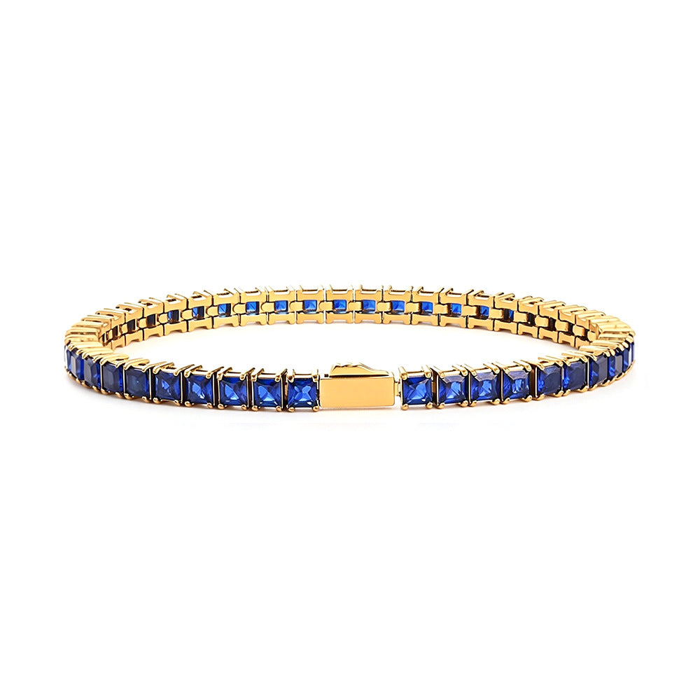 Square Blue Zircon Tennis Chain Cold Wind Bracelet