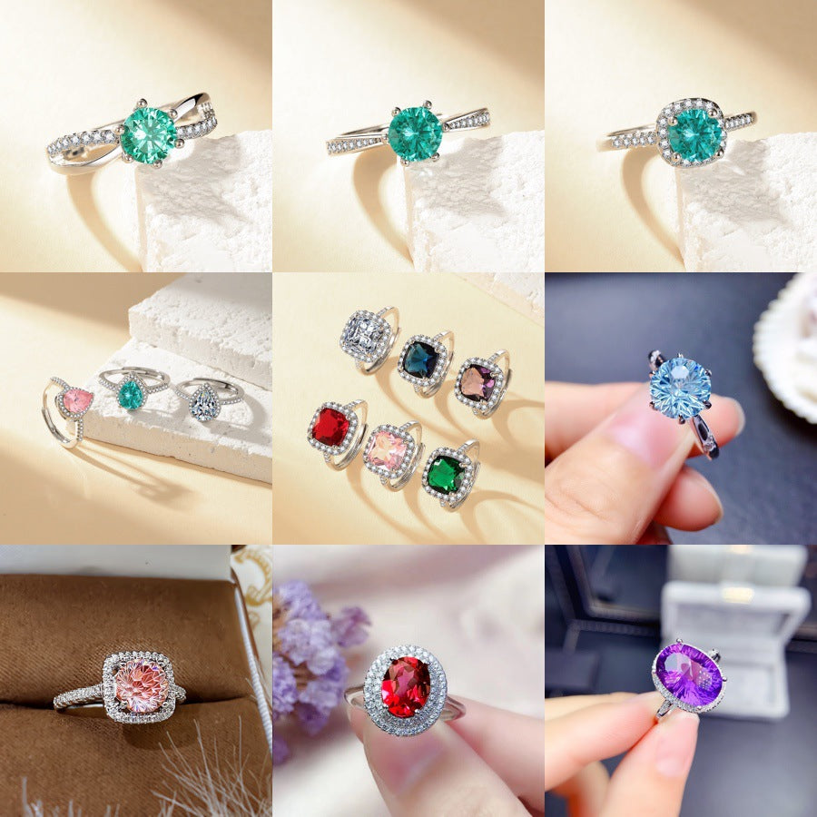 High-End Imitation Diamond Six-Claw Ring