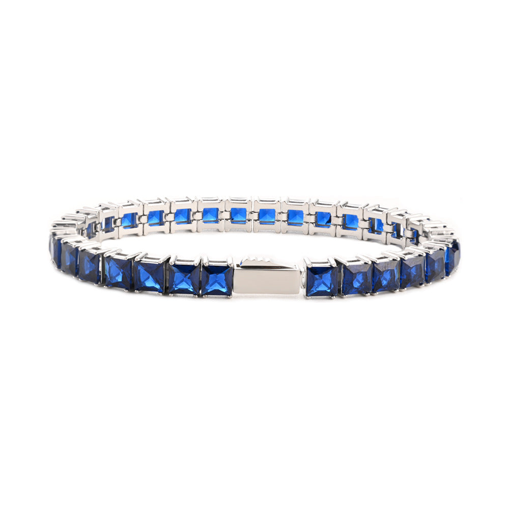Square Blue Zircon Tennis Chain Cold Wind Bracelet