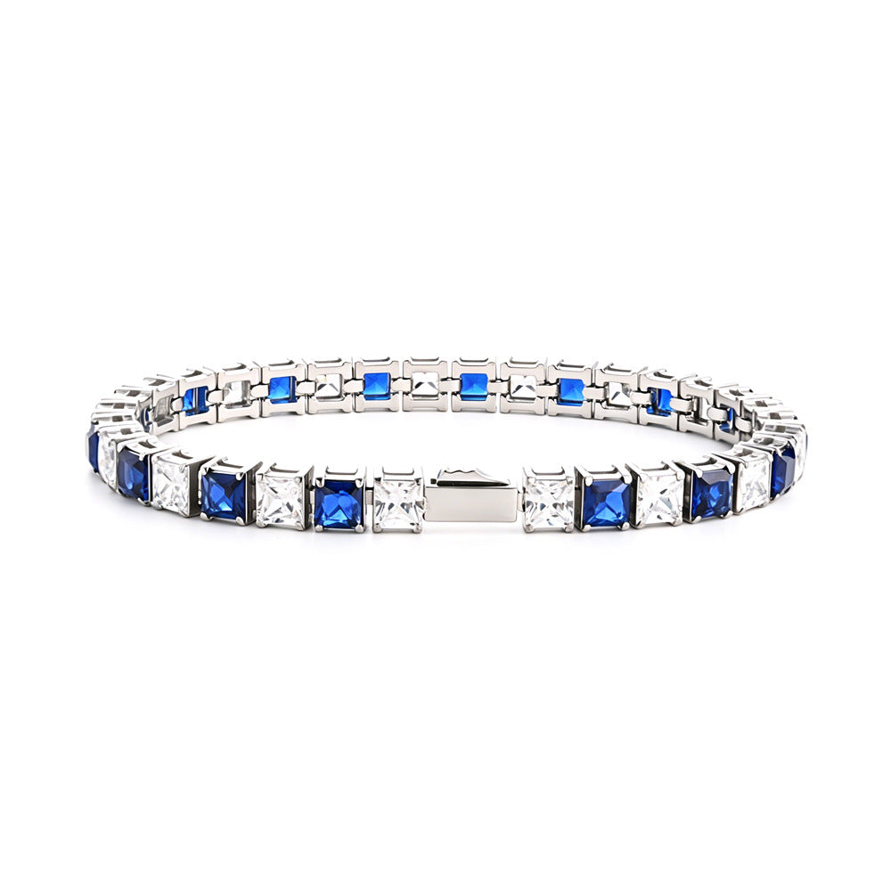 Square Blue Zircon Tennis Chain Cold Wind Bracelet